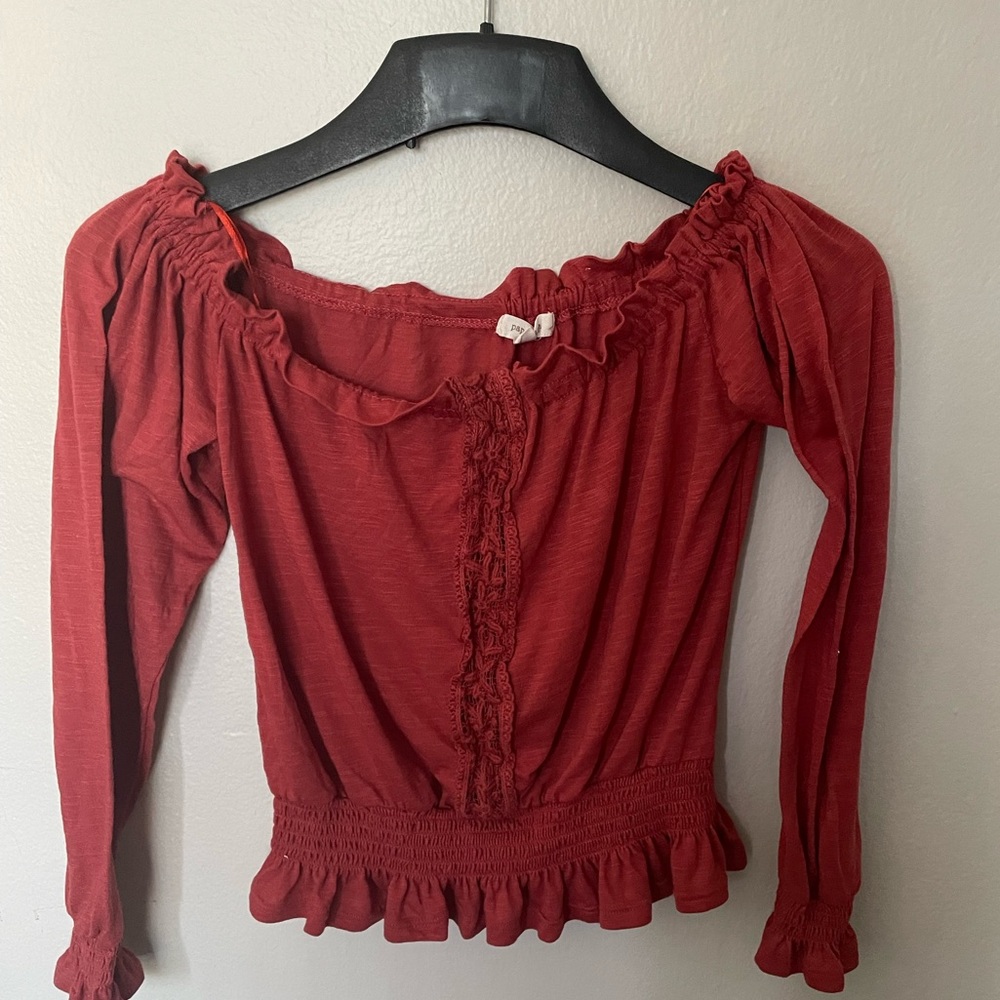Cute blood orange top long sleeve